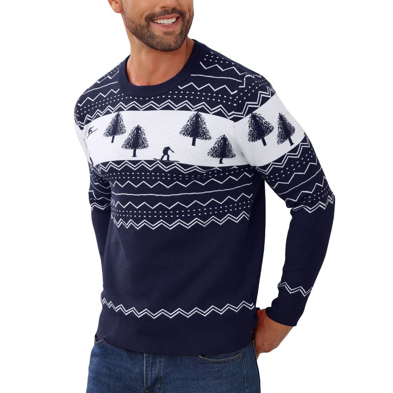 Clearlove Men's Casual Slim Fit U-Neck Pullover Long Sleeve Knitted Pullover Sweaters,navy blue,S