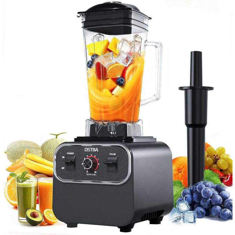 OSTBA 1600W Commercial Blender for Smoothies, 68Oz BPA-Free Pitcher, 10-Speed Countertop Blender for Ice Crushing, Frozen Drinks, Puree & Grinding