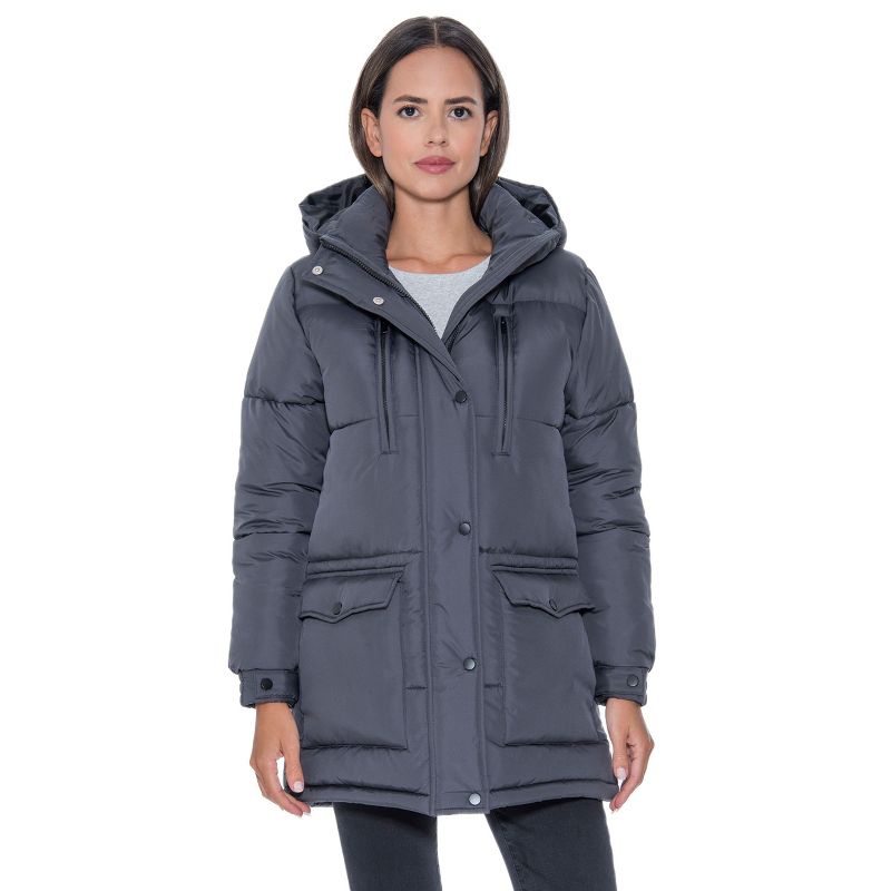 Womens's 3/4 Puffer Coat - S.E.B. By Sebby Grey Small