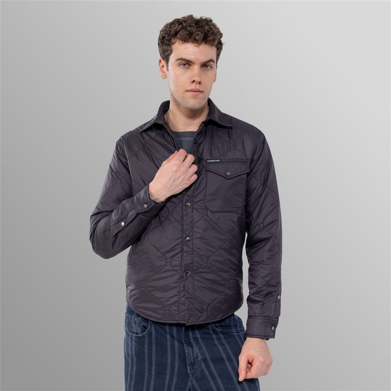 Men's Quilted Shirt Jacket - Black - Medium