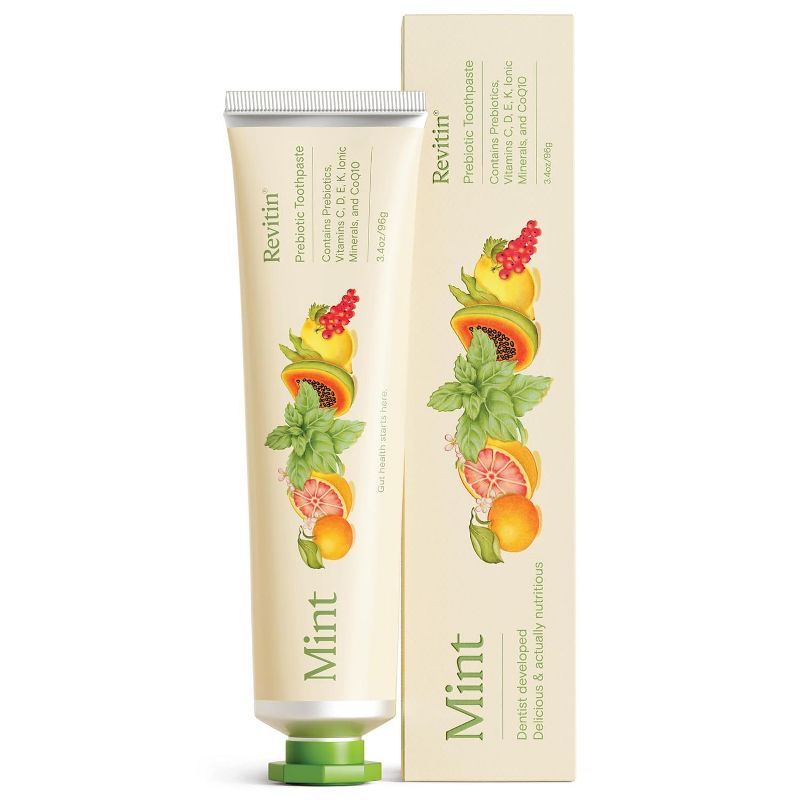 Fluoride-Free Prebiotic Toothpaste – Refreshing Mint Gel for Fresh Breath & Oral Balance – 3.4 oz by Revitin