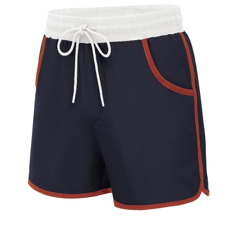 COOFANDY Men's Swim Trunks Quick Dry Swimsuit Color Block Board Short Bathing Suit Swimwear with Mesh Liner Navy Blue L