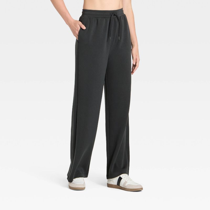 Women's Airy Sleek Wide Leg Sweatpants - All In Motion™ Black XS