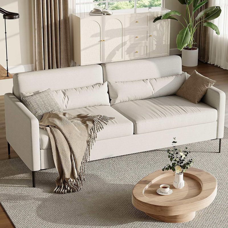 Acekool 3-Seater Sofa for Living Room, Modern Linen Upholstery Couch with Metal Frame, Spacious and Supportive, Gray 80.3"