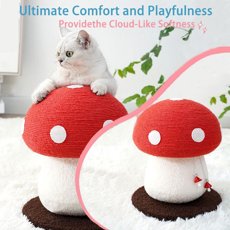 Mushroom Cat Climbing Frame, Sisal Cat Climbing Post with Fluffy Base, Cat Scratching Claw toy, Cat tree, Wear-resistant Cat Scratching Ball