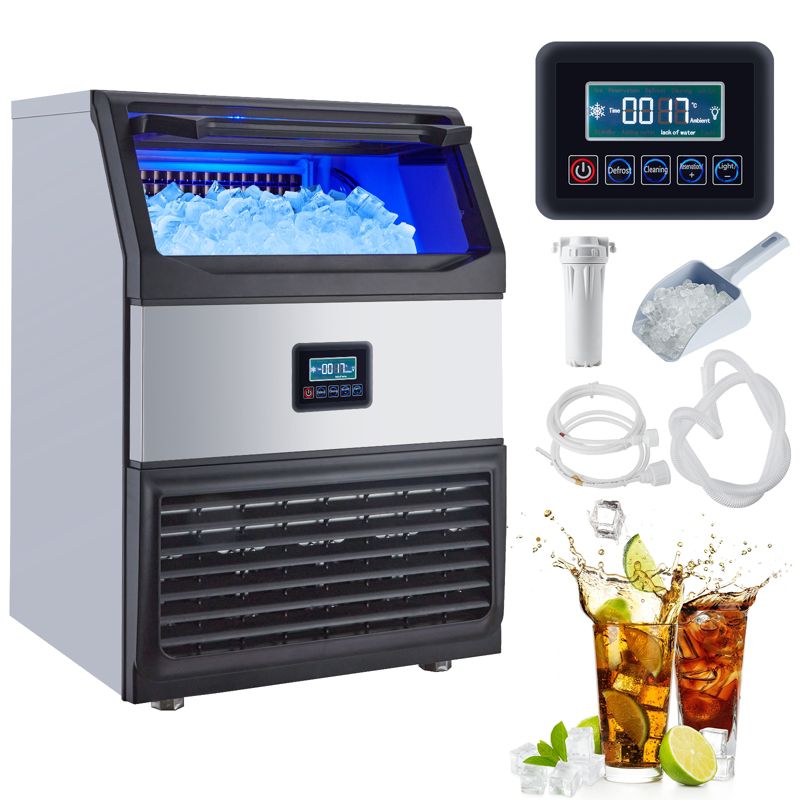 Commercial Ice Maker Machine, 200LBS/24H Stainless Steel Under Counter Ice Maker with 65LBS Ice Storage, Quiet & Efficient Ice Maker Machine