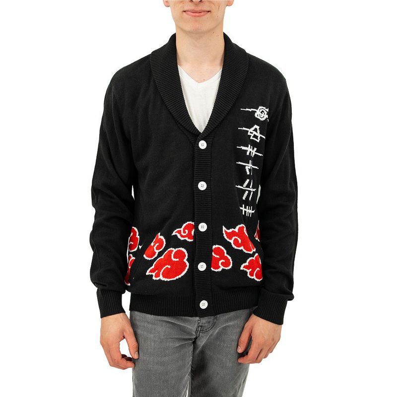 Ripple Junction x Naruto Shippuden Men's Ugly Christmas Sweater Cardigan Akatsuki Anti-Village Anime Medium