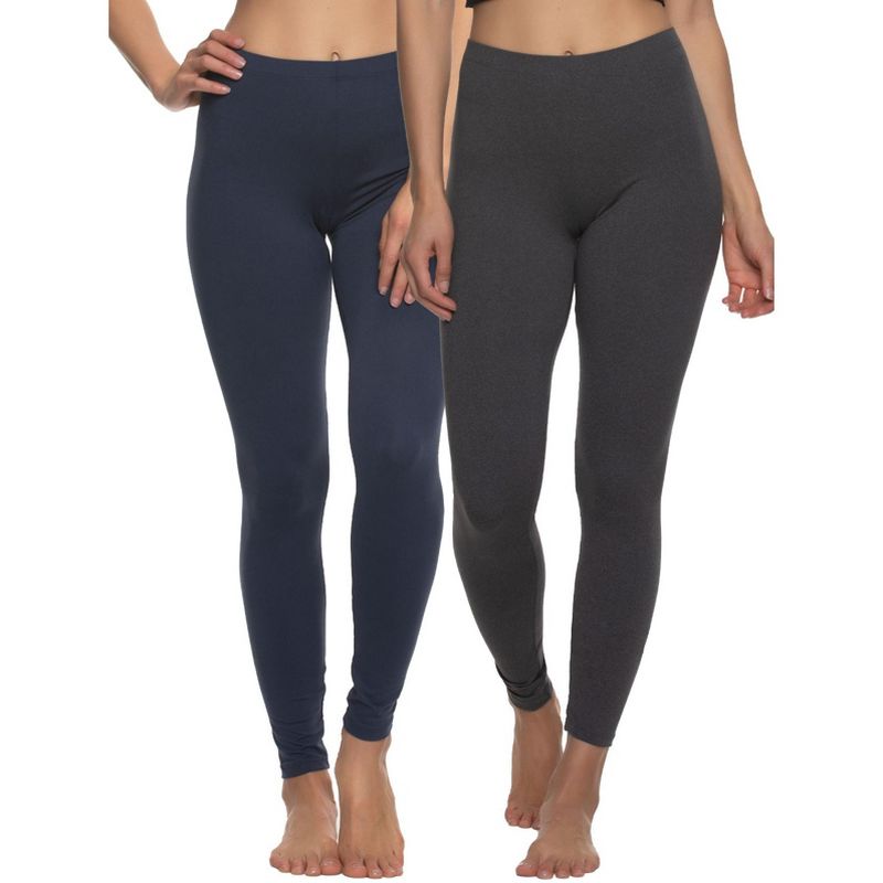 Felina Velvety Super Soft Lightweight Leggings 2-Pack - For Women - Yoga Pants, Workout Clothes