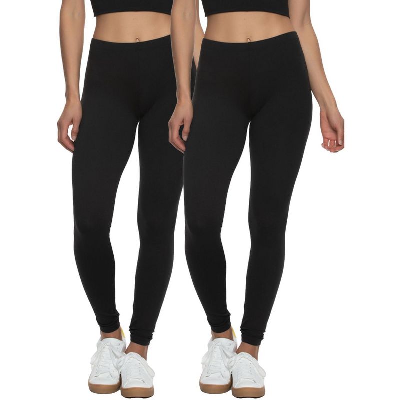 Felina Velvety Super Soft Lightweight Leggings 2-Pack - For Women - Yoga Pants, Workout Clothes