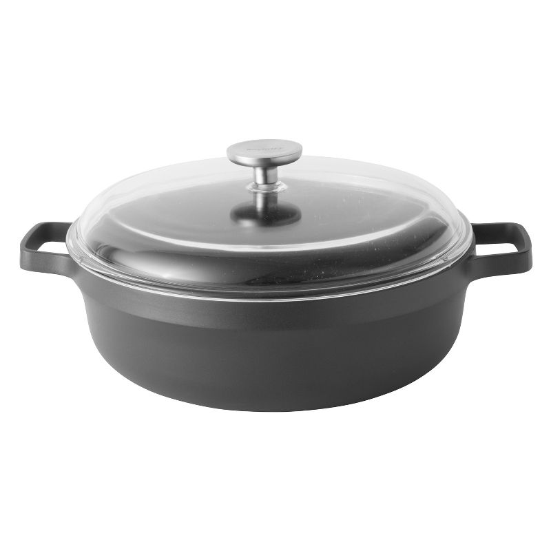 BergHOFF GEM 11" Non-stick Two-Handle Sauté Pan 4.9Qt., Black, Glass Lid