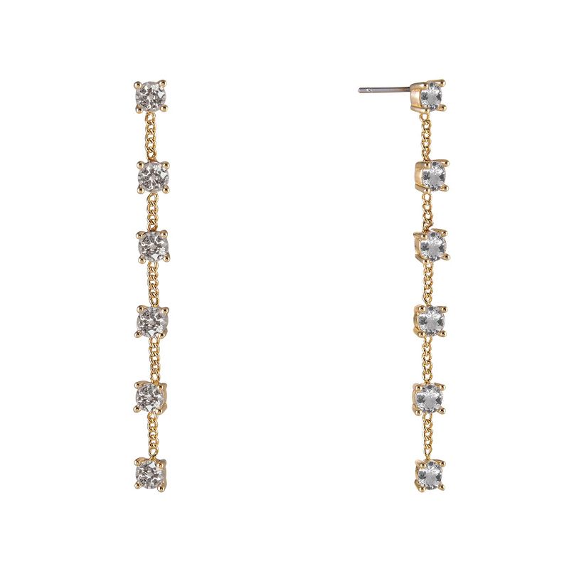 Daisy Fuentes Gold Tone Linear CZ Stone Earrings