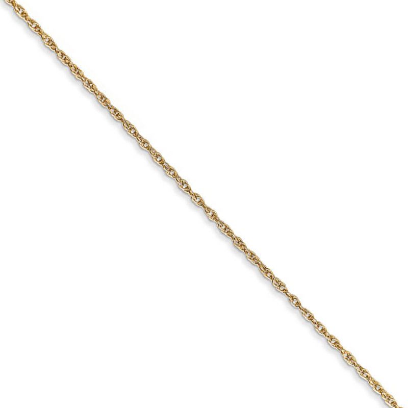Black Bow Jewelry 0.8mm, 14k Yellow Gold, Baby Rope Chain Necklace, 24 Inch