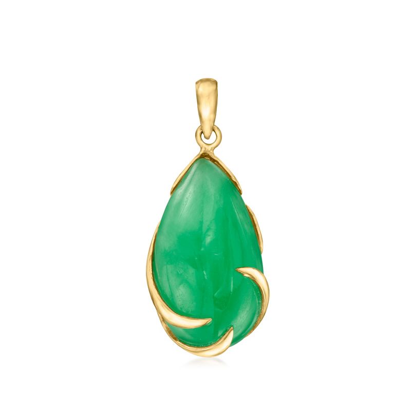 Ross-Simons Jade Pendant in 14kt Yellow Gold Size 1.00