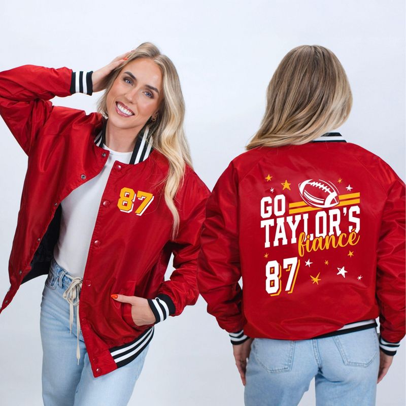 Go Taylor's Fiancé Yellow Front and Back - Womens Bomber Jacket