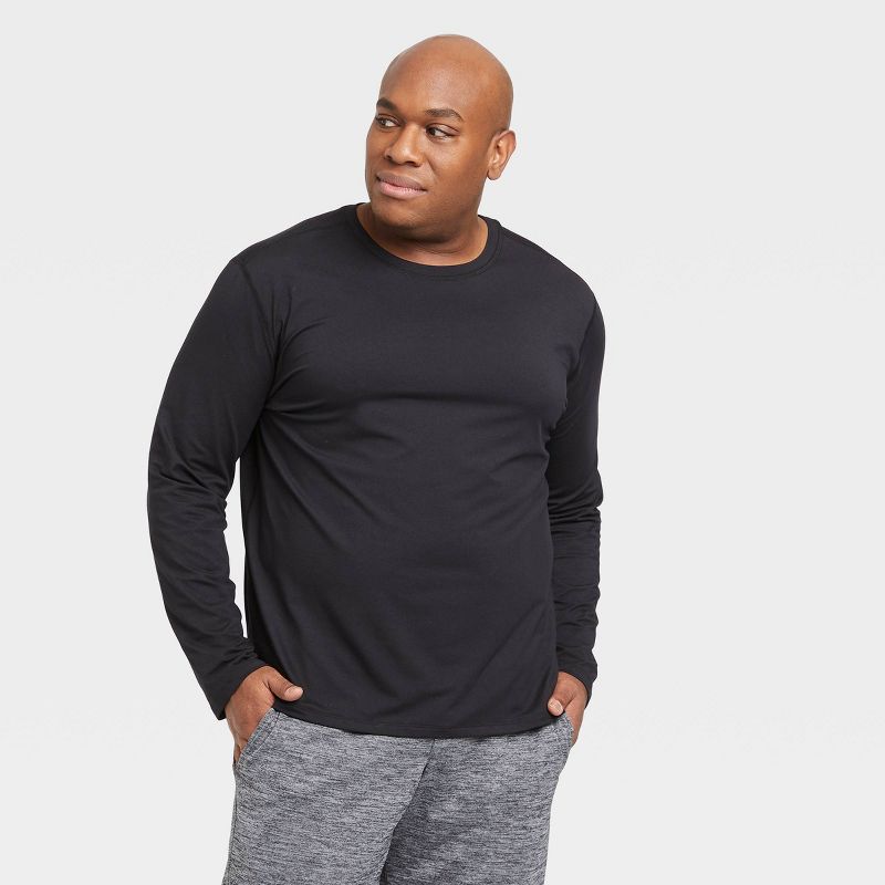 Men's Long Sleeve Performance T-Shirt - All In Motion™ Black S: Recycled Polyester, Spandex, Moisture Wicking