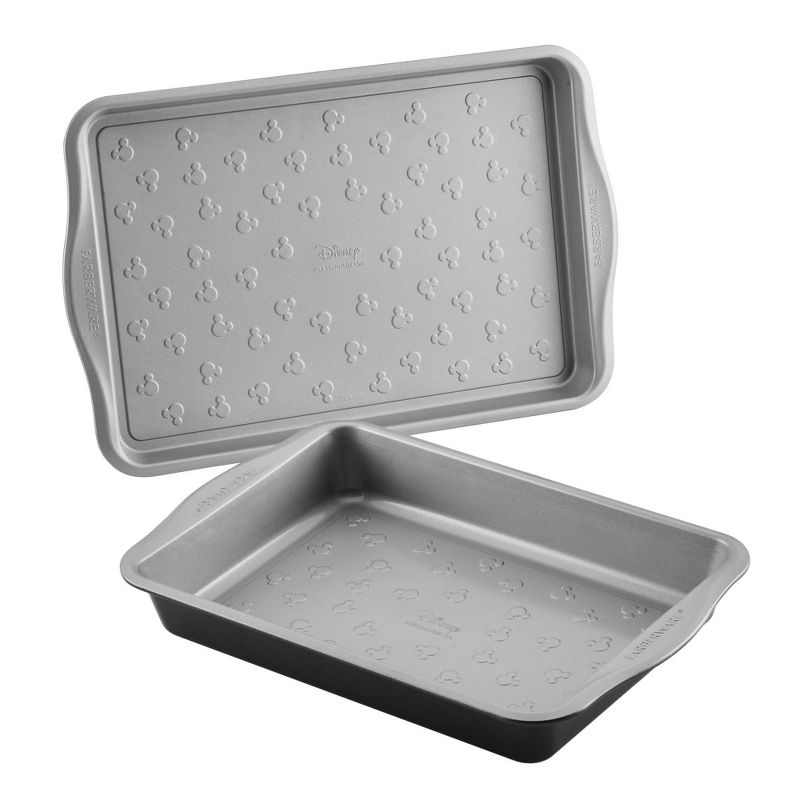 Farberware 2pc Disney Bake with Mickey Mouse Cake and Cookie Pan Set Black