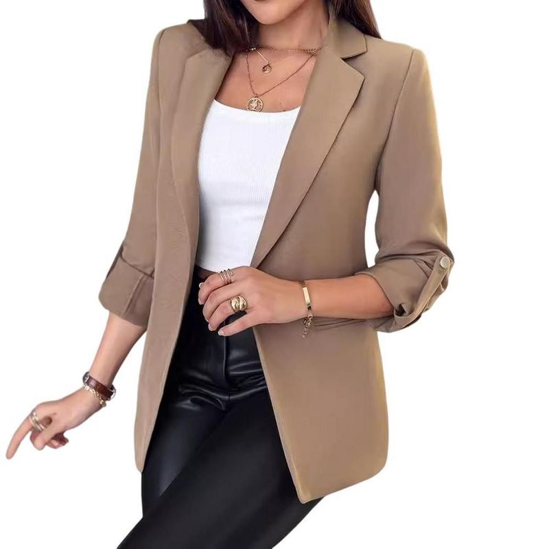 Coolmee Blazers for Women Suit Jackets Dressy Open Front Long Sleeve Blazer Business Casual Outfits Khaki M