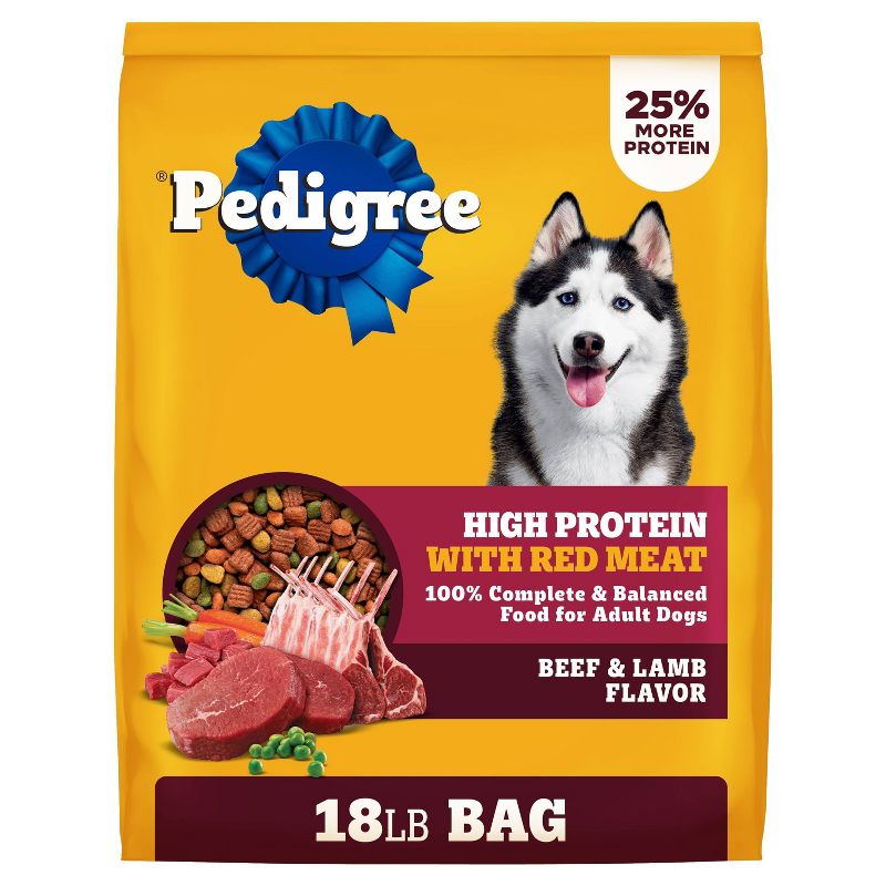 Pedigree High Protein Lamb, Beef and Red Meat Flavor Dry Dog Food - 18lbs