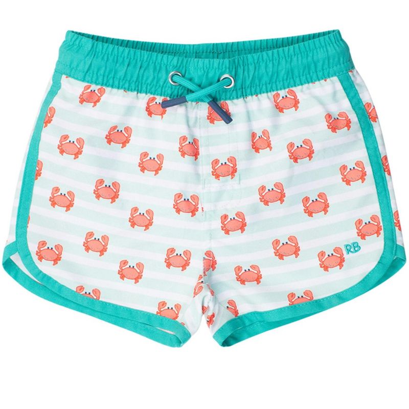 RuggedButts Boys UPF50+ Sun Protected Dolphin Hem Swim Trunks - Crabby Cove, 3-6m