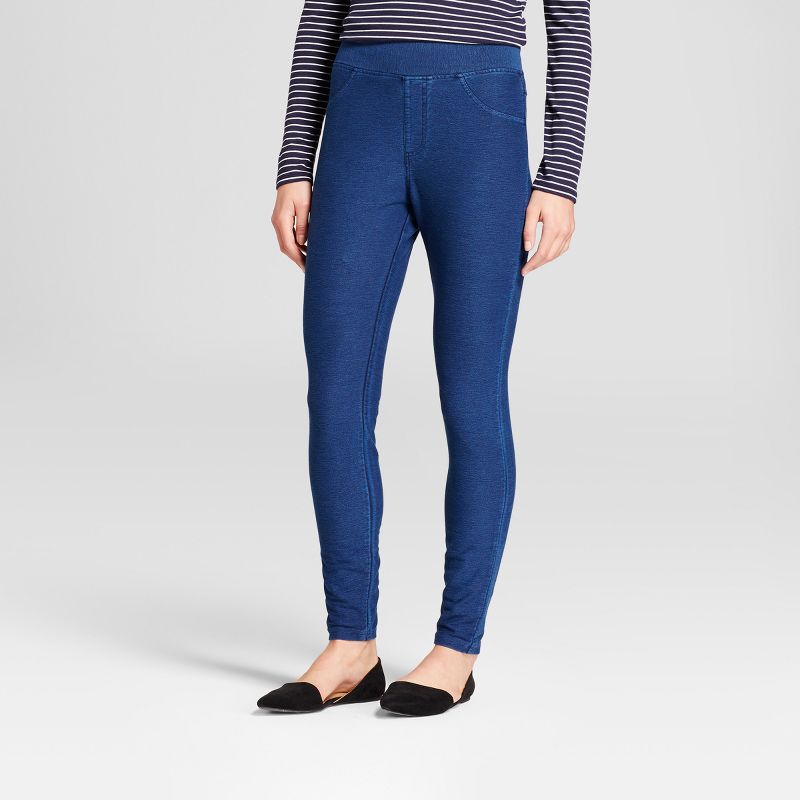 Women's High-Waist Jeggings - A New Day™ Blue S: Knit, Ankle Length
