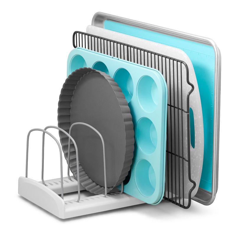 YouCopia StoreMore Bakeware Rack: Non-Slip Kitchen Organizer with Multi-Compartments for Cabinet & Pantry Storage