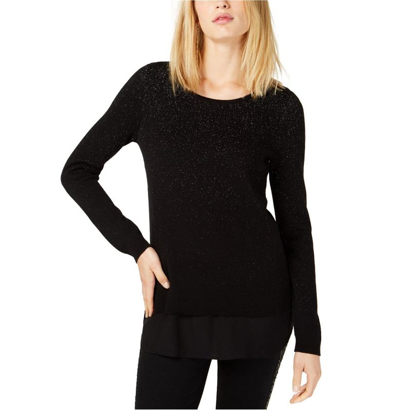 I.N.C International Concepts Womens Layered Look Pullover Sweater, black, X-Small