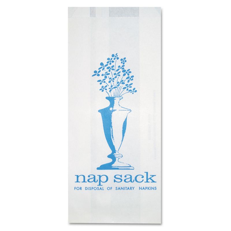 Bagcraft Nap Sack Sanitary Disposal Bags, 4" x 2" x 9", White, 1,000/Carton